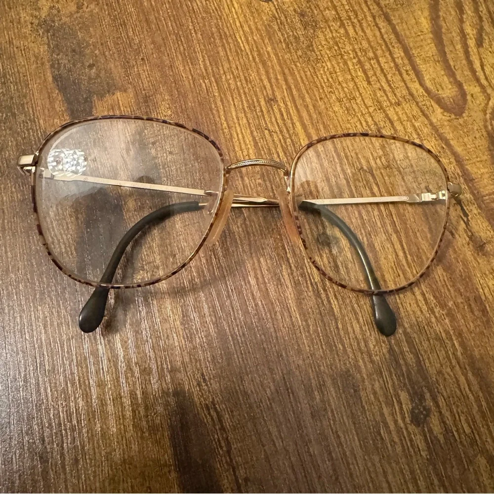 Luxottica Georgetown Gold‎ Demi Brown Aviator Eyeglass Frames 54-20-140 Italy